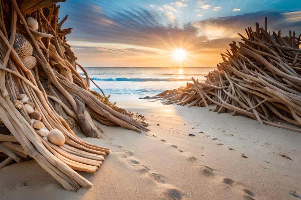 Stimmungsbild: Strand bei Sonnenuntergang.