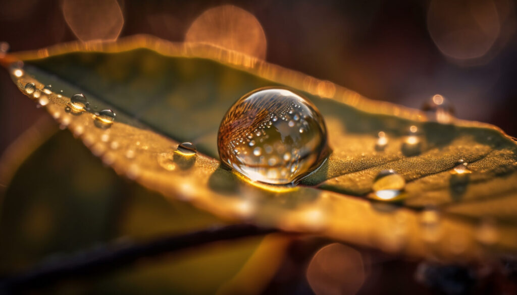 Stimmungsbild: Wassertropfen auf Blatt.